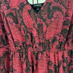 Torrid clip dot Black red Paisley sheer Long Sleeve Dress below knee length 0 Photo 13
