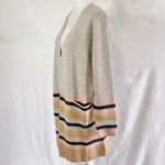 Fortune + Ivy Striped Open Front Long Cardigan Grey Brown Pink Size Medium Photo 3