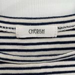 Cherish Black White Stripe Brown Elbow Patch Long Sleeve High Low Hem Tee Size M Photo 3