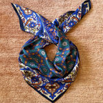 Perry Ellis  Silk Scarf Blue Green Floral Geometric Square Photo 0