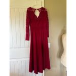 Women's Red Lace Long Sleeve High Low Maxi Dress Elegant Formal Evening Gown L Size L Photo 1