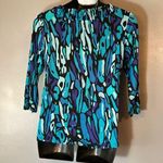 Style & Co blue black and purple lined mesh blouse Photo 5