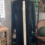 DKNY Vintage 80s/90s Black & Cream Cotton Mandarin Collar Coat Photo 0