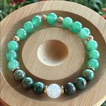 Handmade Green Aventurine + African Turquoise Jasper +Moonstone Beaded Bracelet* Photo 2
