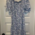H&M Blue/White Floral Off Shoulder Short Sleeve Dress S Photo 0