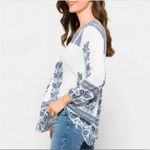 Pale Sky White Amely Split Neck Blouse Sz M Size M Photo 4