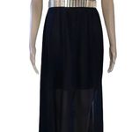 YA Los Angeles Metallic Gold Trim Maxi Dress Photo 0