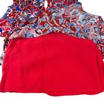 Free People Red Floral Mini Dress Size 4 – Ruched Waist Deep V Neck, Puff Sleeve Photo 7