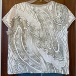 Chico's Chico’s Beaded Cotton Ivory Gold Cap Sleeve Paisley Jacket Cardigan Sweater Photo 7