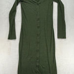 Wilfred Aritzia  Free Button Front Long Sleeve Bodycon‎ Midi Dress Olive Green S Photo 0