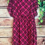 Torrid  Berry Plaid Chiffon Scoop Neck Mini Midi Dress Womens 2 2X Lined Sundress Photo 1