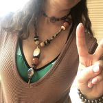 Butterscotch Bakelite beads , Wood & Bone long necklace,One of a kind handmade Brown Photo 2