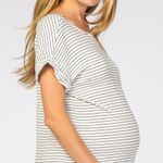 Pinkblush **NWT** White Striped Ribbed Crisscross Back Maternity Top - Photo 2