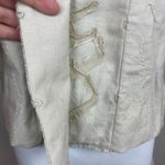 Elie Tahari  Wrap Jacket M Linen Beige Floral Applique Crop Short Sleeve‎ Photo 5