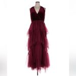BCBGMAXAZRIA  Keyhole Back Velvet & Tiered Tulle Evening Dress, Cabernet Burgundy Photo 3