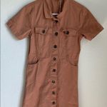 Brown Mini Dress with Mandarin Collar and Short Sleeves Photo 8