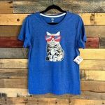 Blue‎ Patriotic Cat Shirt Size Medium Blue Photo 0