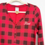 PINK - Victoria's Secret PINK Victoria’s Secret Thermal Sleep Onesie Buffalo Check Plaid Red Black Photo 4