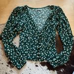 Reformation Nell Top in Annette Green Floral Button Down Long Sleeve Size XS Photo 7