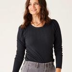 Carve Designs EVER TOP Black Pointelle knit fitted long sleeve Small Photo 0