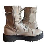 Unionbay Kailee Combat Patent Leather Zip On Side Beige Size 11 Photo 2