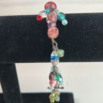 Handmade pink and purple fairycore bracelet glass and crystal dangling beads Photo 3