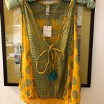 Free People Intimately Soul Of The Sun Bodysuit M Yellow Green Tassels Boho Chic Photo 8