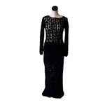 Beach Riot NWT $248  Ariana Long Sleeve Cotton Crochet Cover-Up Dress  BLACK S Photo 5