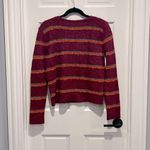 Free People Best Day Ever Long Sleeve Sweater Berry Striped Medium Alpaca Blend Photo 4