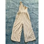 American Eagle  Pale Goldenrod Yellow Cream Floral One Shoulder Jumpsuit Small Photo 2