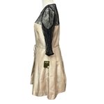 Taylor Dress Women 6 Black Champagne Lace Pleated A Line Formal Cocktail Holiday Photo 4