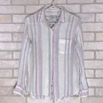Rails  Charli Lucia Stripe Linen Blend Long Sleeve Button Down Shirt Size XS Photo 2