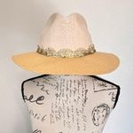 Pasionarte Único Hecho A Mano Fedora Straw Hat With Pearls Tan Photo 0