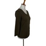 Title Nine  Brown Crossover V Neck 3/4 Sleeve Top Small Faux Wrap Casual Layering Photo 2