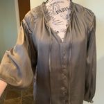 Philosophy Peasant Blouse Top Women’s Small Satin Army Olive Green Photo 1