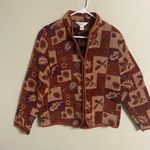 Christopher & Banks  Tapestry Zip Jacket Size Large  Floral Fall Leaves Light Photo 0