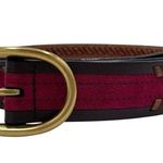 Fossil  Women's Colorblock Braided Belt Raspberry Red Brown Suede Leather Large Photo 0
