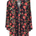 Umgee  Babydoll Mini Dress Floral Flared Bell Sleeve Pullover Boho Tunic Top Photo 5
