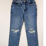 Good American  Women Jeans Blue 90s Ripped Slim Fit Straight Denim High Rise 6/28 Photo 5