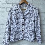 Vintage Jenni Max Linen Embroidered White and Black Blazer White Size 8 Photo 0