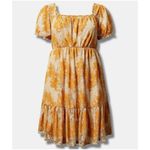Torrid  Golden Yellow Two Tone Lace Tiered Babydoll Peasant Dress Photo 8