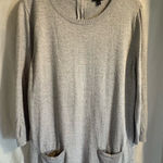 Talbots  Womens Sweater XL Solid Gray Tunic Pockets Slits Long Sleeve‎ Top Shirt Photo 0