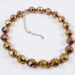 Esmor Bronze Metallic‎ Faceted Beaded Choker Necklace Brown Photo 0