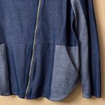 Zenergy by Chico's Size 1 M/L Blue Denim Moto Jacket Hoodie Sweatshirt Size M Photo 4