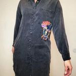 ZARA Embroidered Black Button-Up Shirt Dress XS-M $100 Photo 1