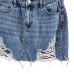 PacSun  Frayed Hem Denim Medium Wash Cut Off Jean Mini Skirt Blue Cotton Size 26 Photo 1