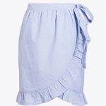 J.Crew Baby Blue Wrap Mini Skirt in Cotton Poplin Size 4 S Small Photo 0