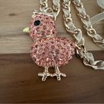 Betsey Johnson NEW  Orange Chicken Chick Chickadee Pendant Necklace Ribbon Bow Photo 1