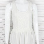 Arizona Jeans Juniors Lace Panel Tiered Hem Tank Top Shirt Cream Medium Photo 0