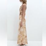 ZARA  NWT satin cutout one shoulder beige ivory printed maxi evening dress Photo 4